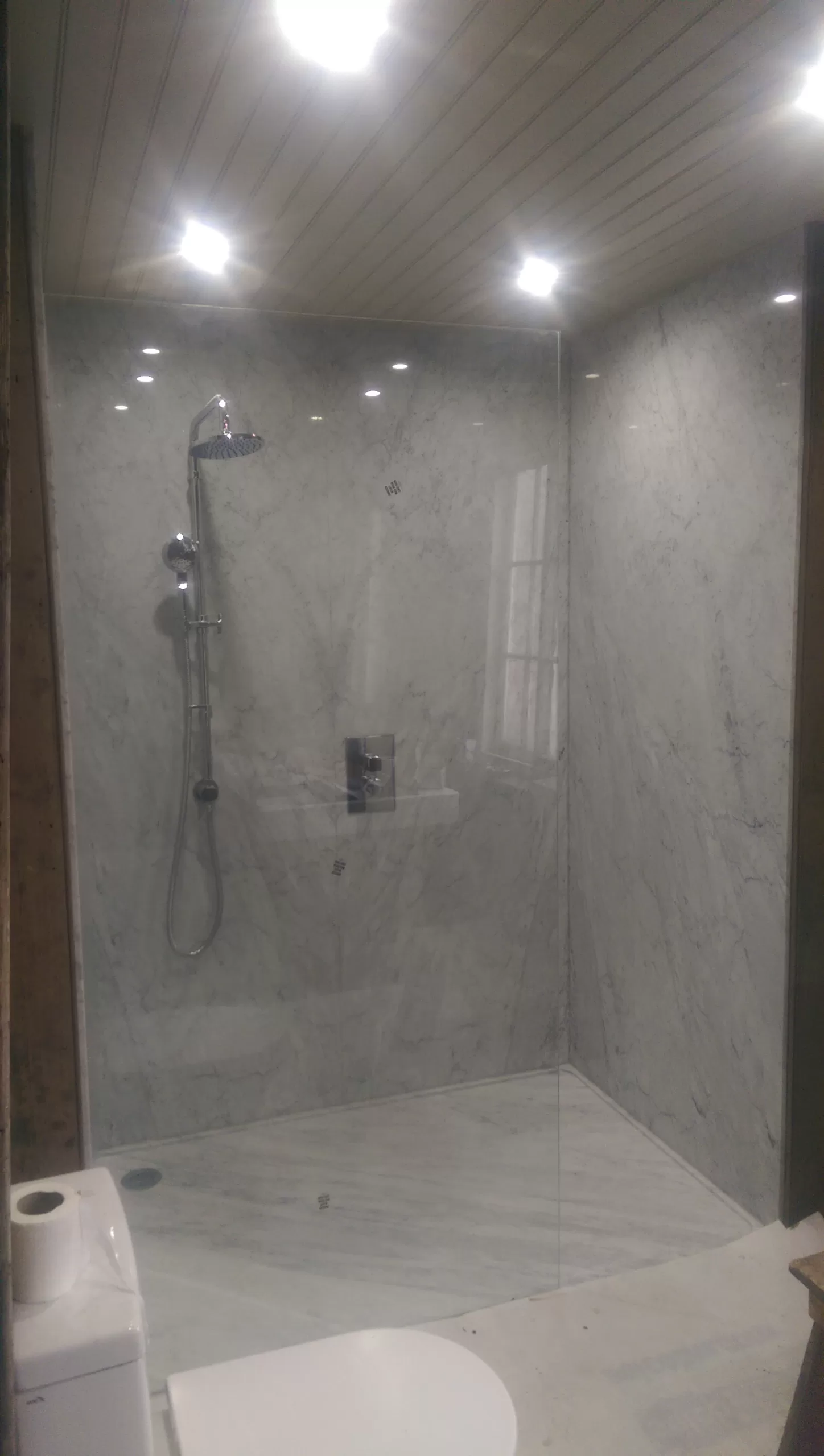 Finished marble shower.