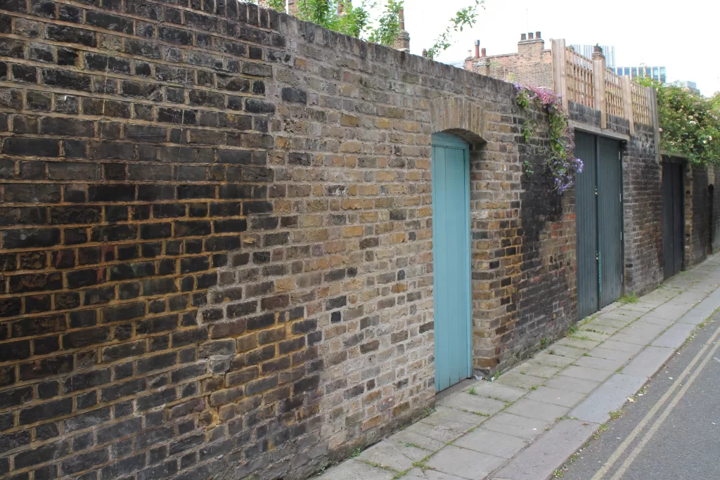 Lime mortar built brick wall